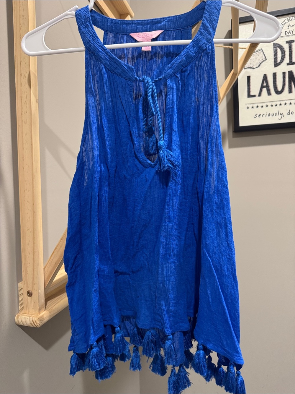 Lilly Pulitzer blue Tassel Tank Top